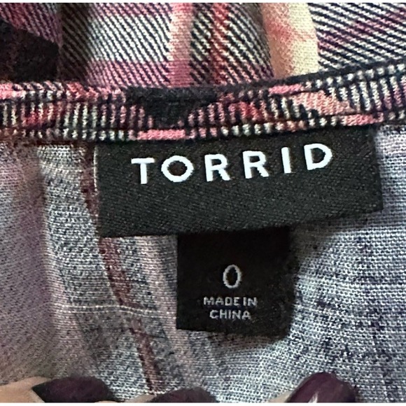 Torrid Babydoll Rayon Slub With Lace Inset Smocked Tiered Top Blue Plaid Large - Picture 8 of 11